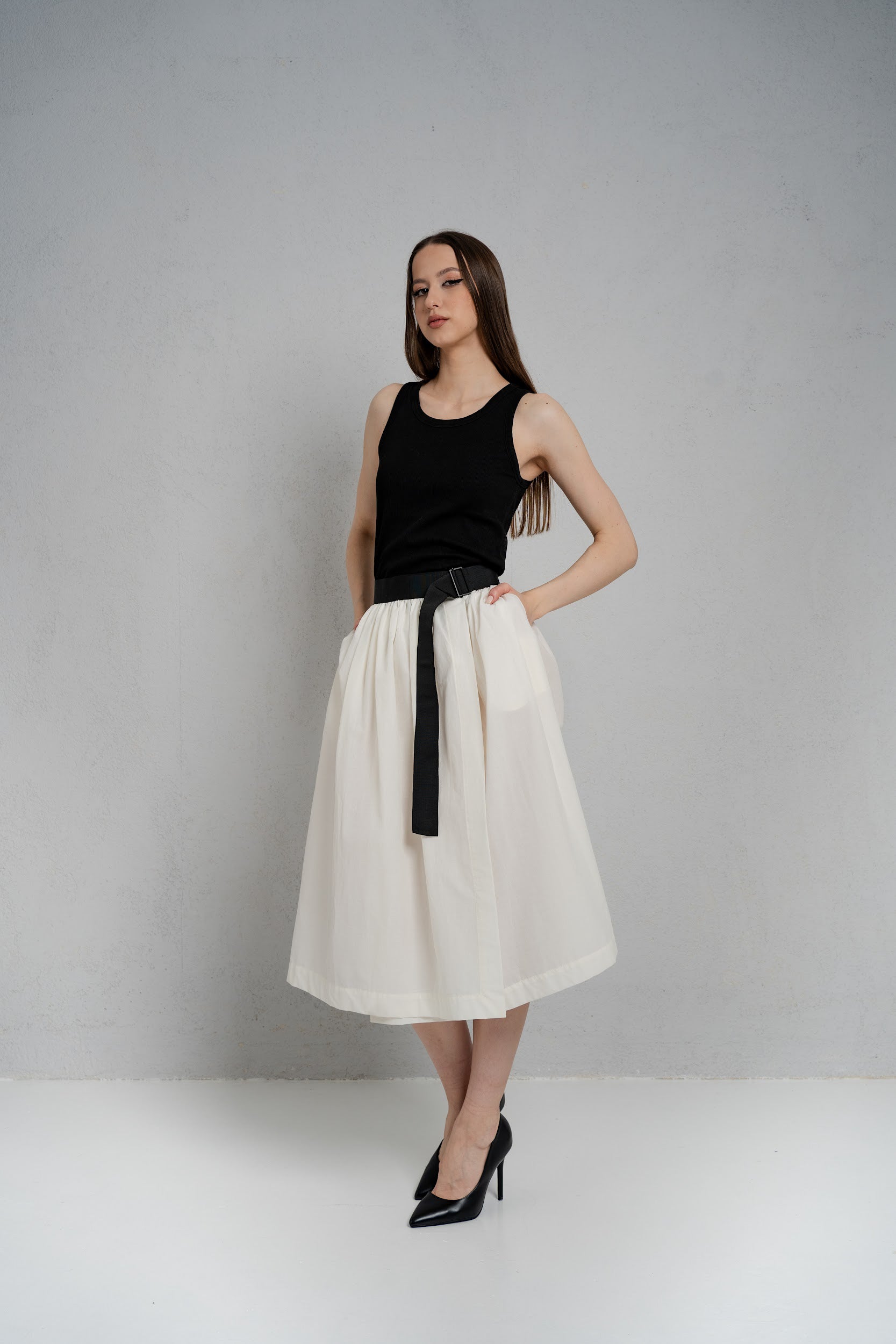 Adele Skirt Midi Ecru