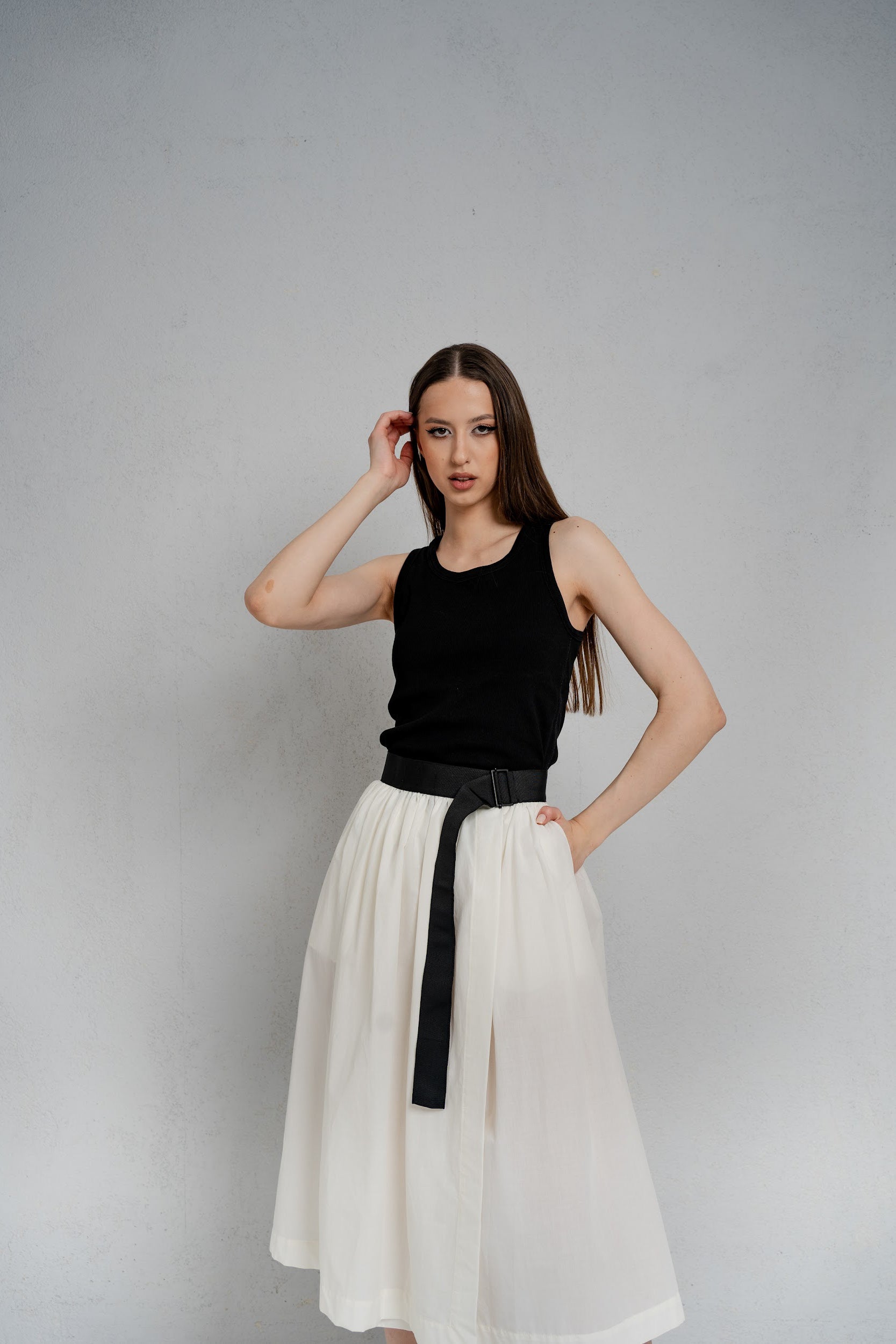 Adele Skirt Midi Ecru