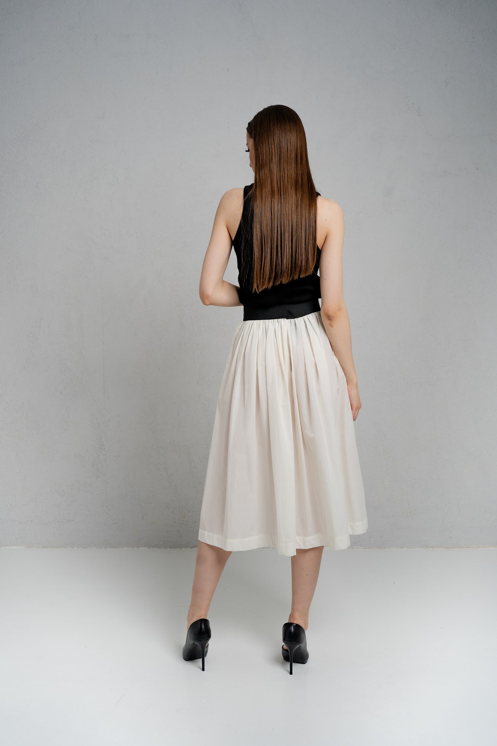 Adele Skirt Midi Ecru