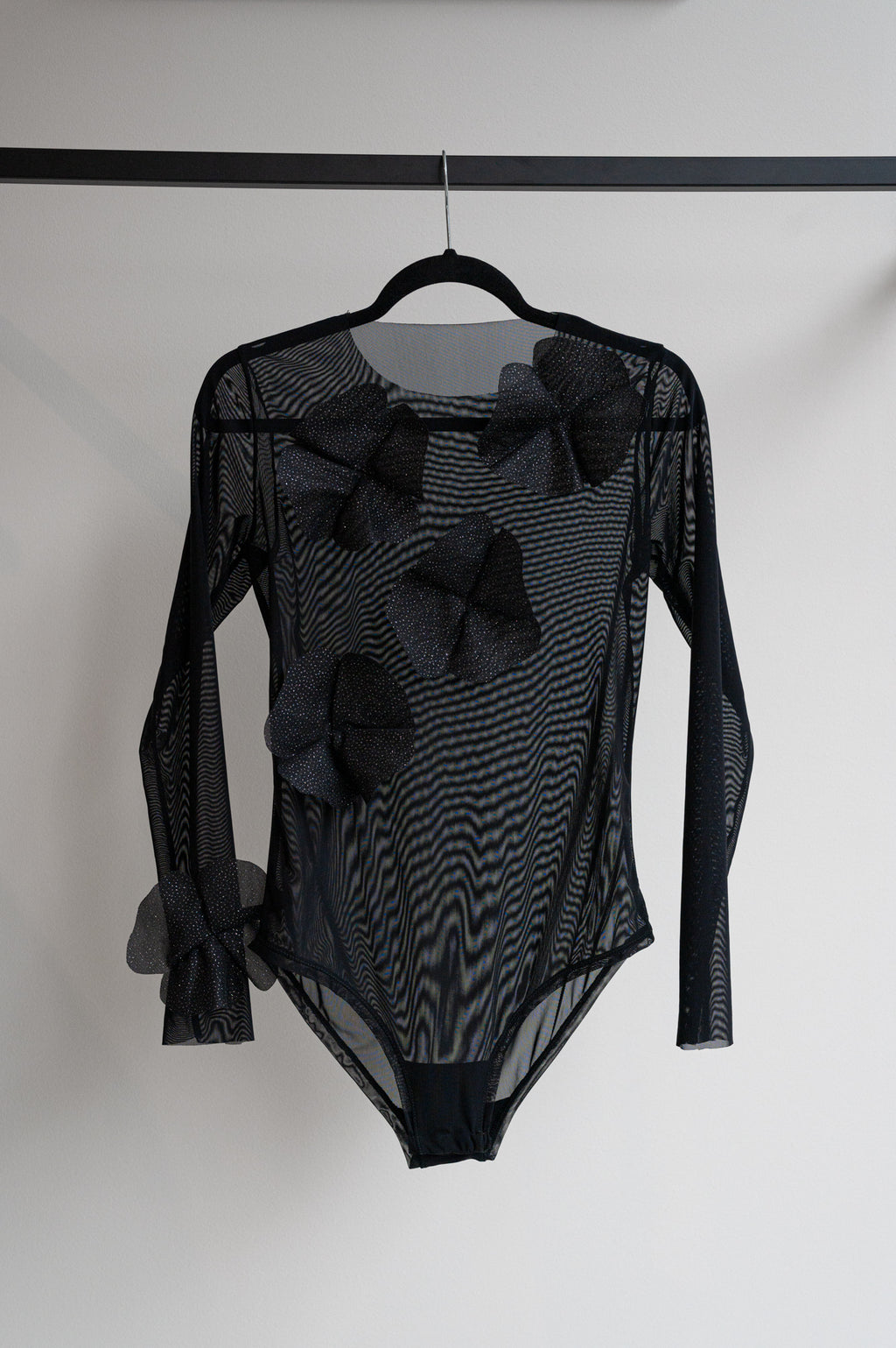 Mesh Bodysuit with 3D Flowers