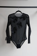 Mesh Bodysuit with 3D Flowers