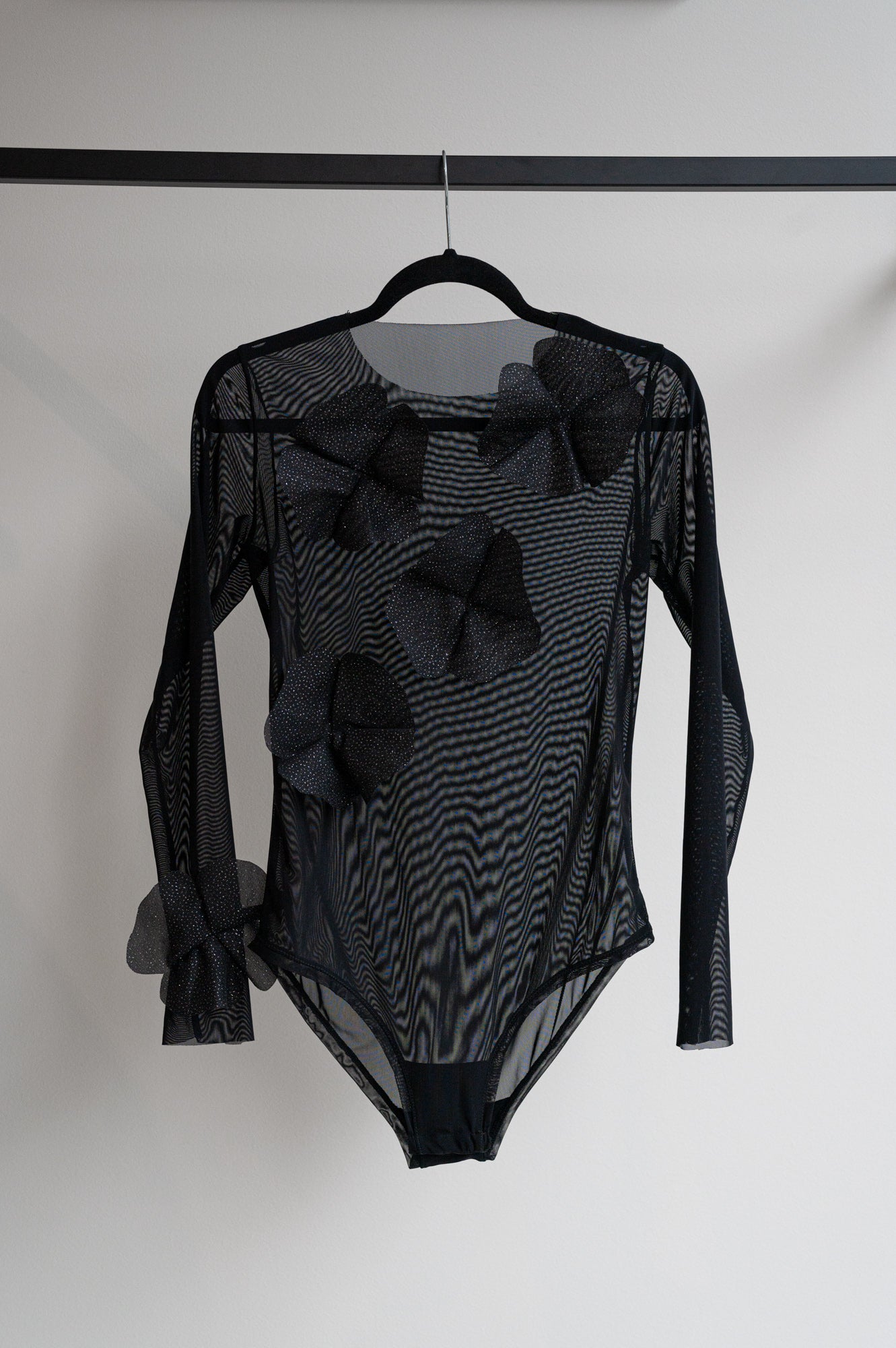 Mesh Bodysuit with 3D Flowers