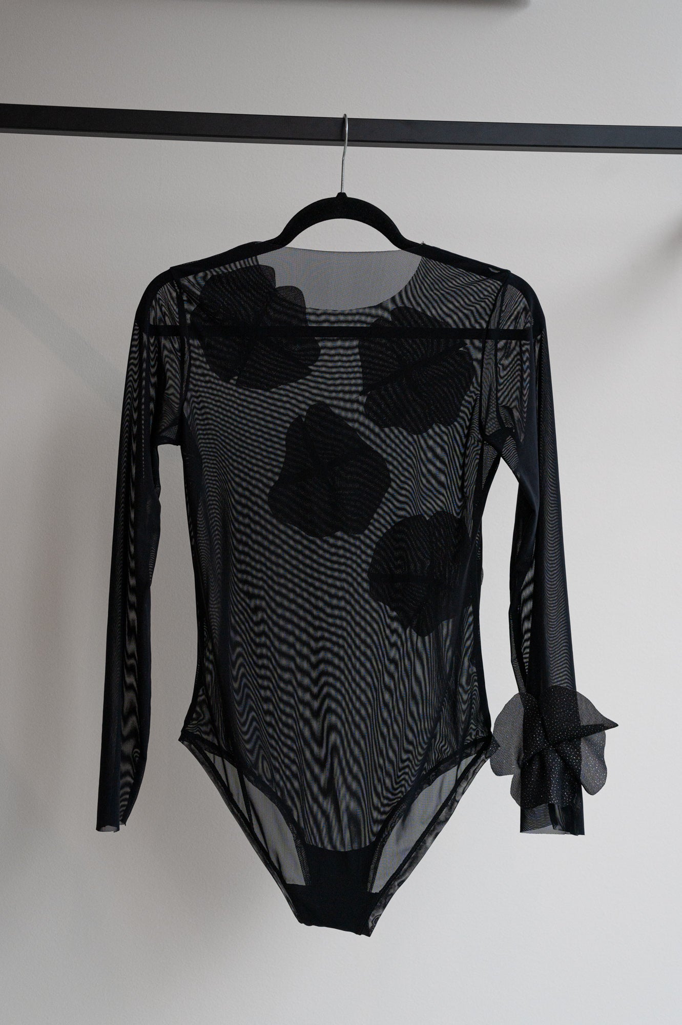 Mesh Bodysuit with 3D Flowers